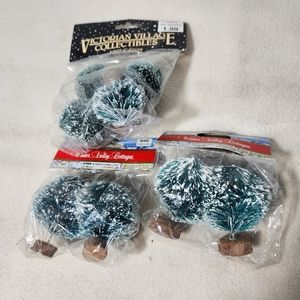 NWT Lot of 8 Dollhouse Furniture Miniatures Outdoor Bushes w/ Snow Cover 1":1'